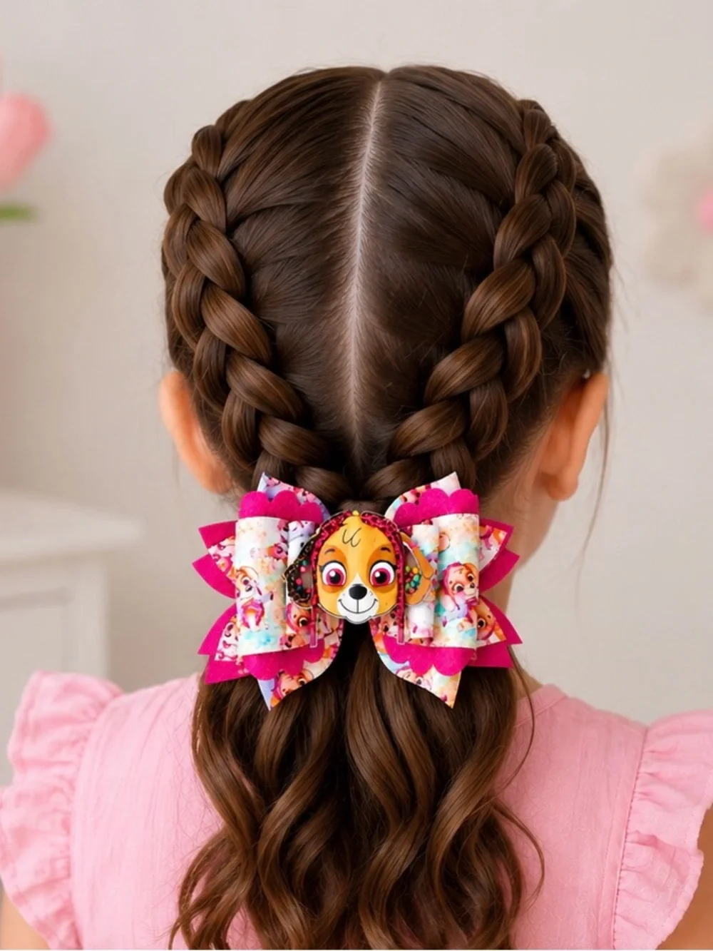 Paw Patrol Pink Character Bow Hair Clip with Skye Center